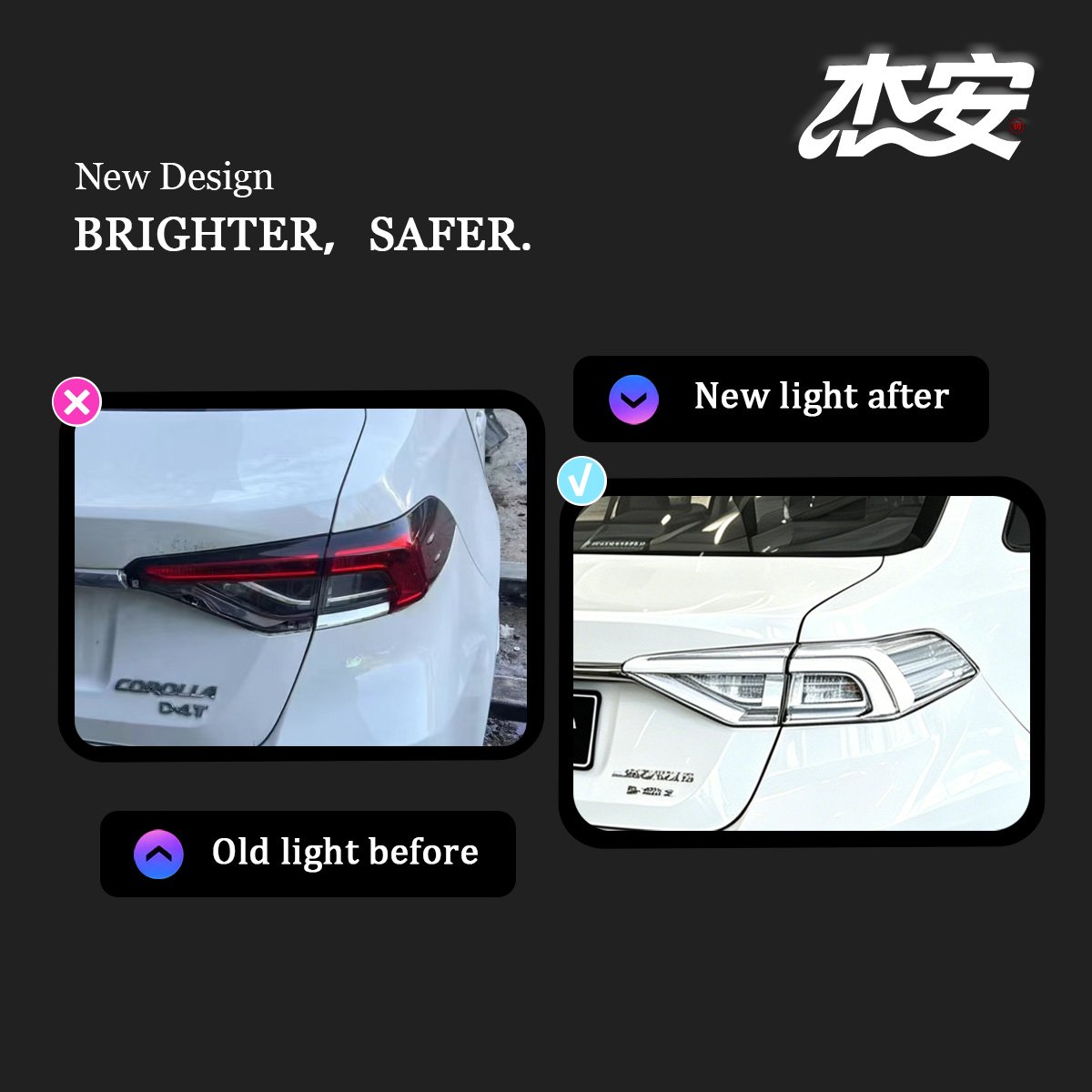 Toyota Corolla Clear LED Taillights Modified Rear Lamps - Image 3