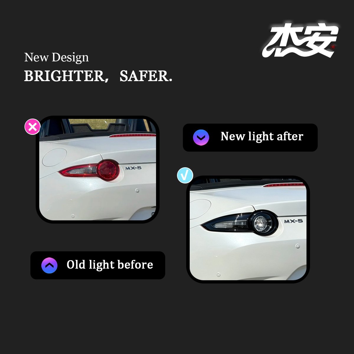 Mazda MX5 Clear LED Taillights Modified Rear Lamps - Image 3