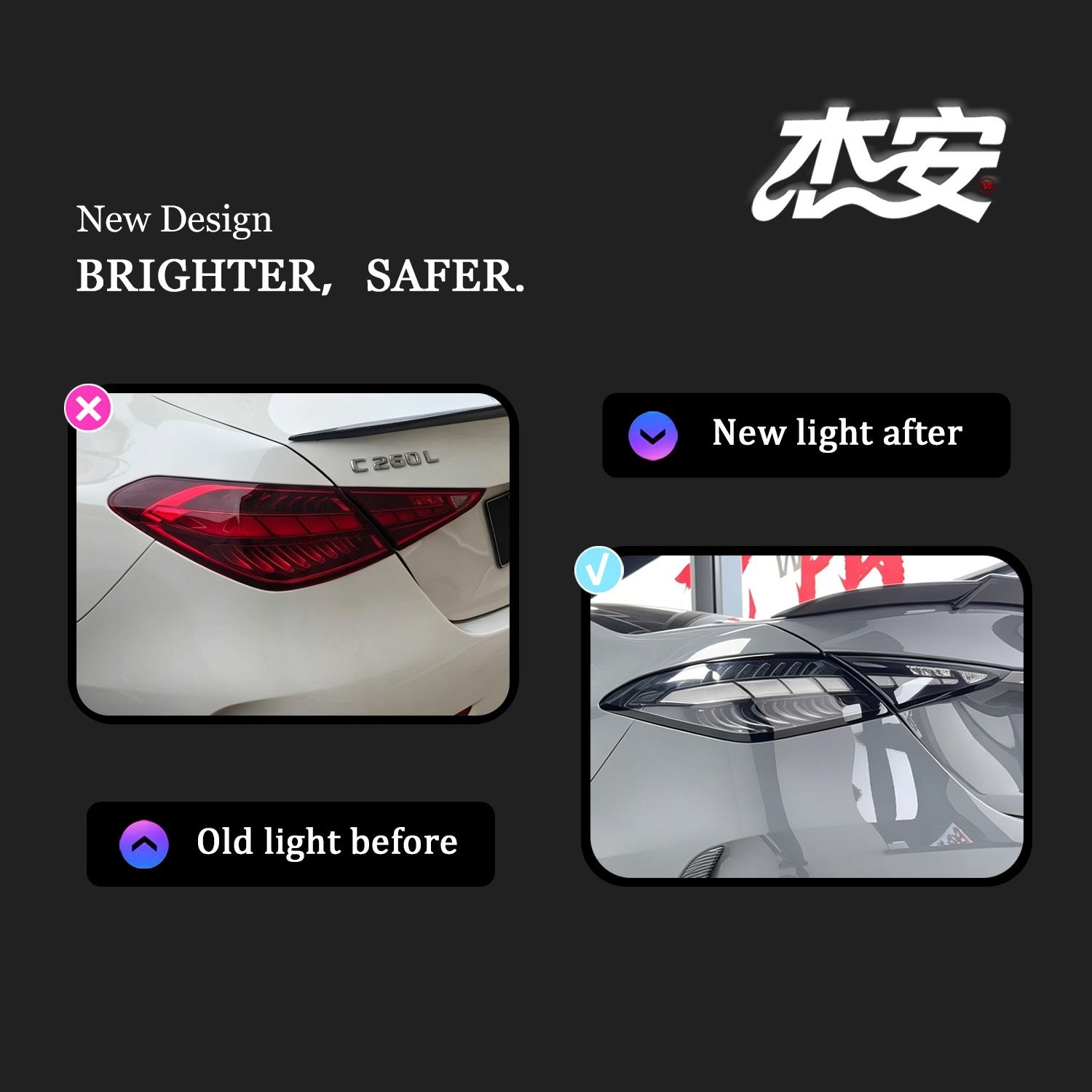 Mercedes‑Benz C‑Class W206 Aftermarket Custom Clear LED Tail Light Assembly - Image 5