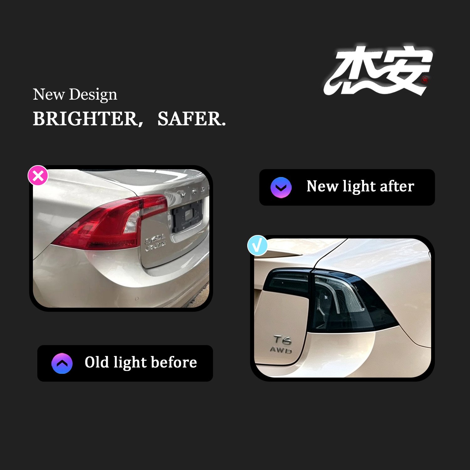 Old Volvo S60 Aftermarket Custom Clear LED Tail Light Assembly - Image 5