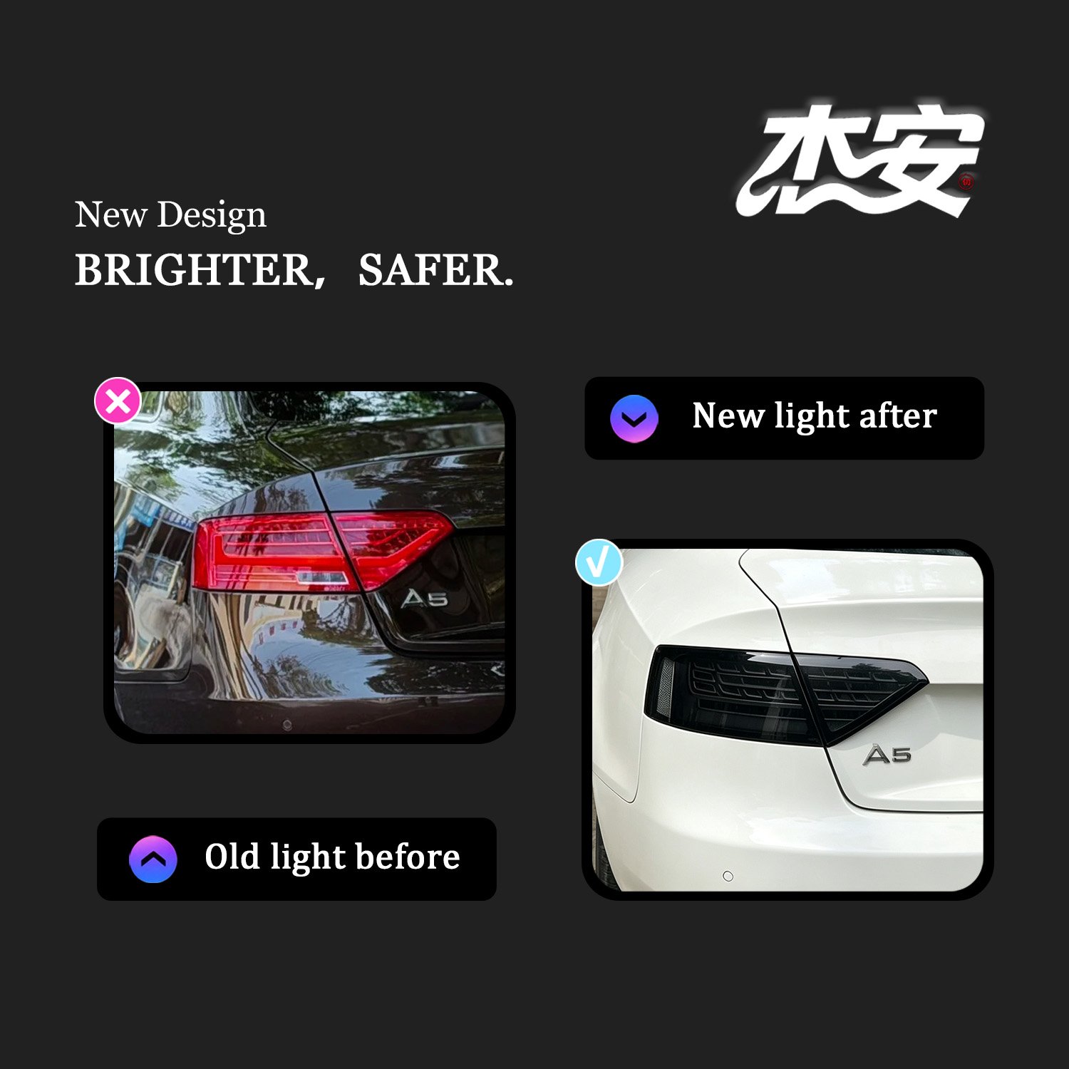 Aftermarket Custom Clear Black Base Tail Light Assembly For Audi A5 S5 Modified Rear Lamp - Image 4