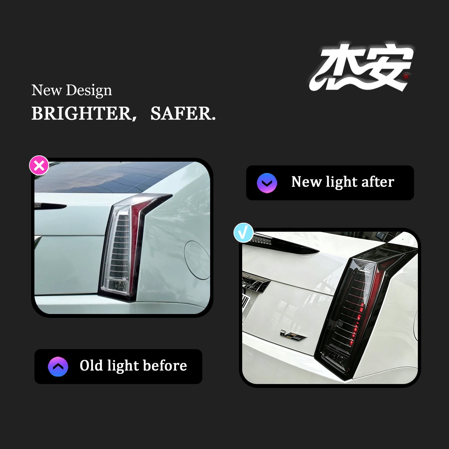 Modified Clear Black Housing Tail Lamp Assembly Fit for Cadillac CTS Replacement Taillights - Image 4