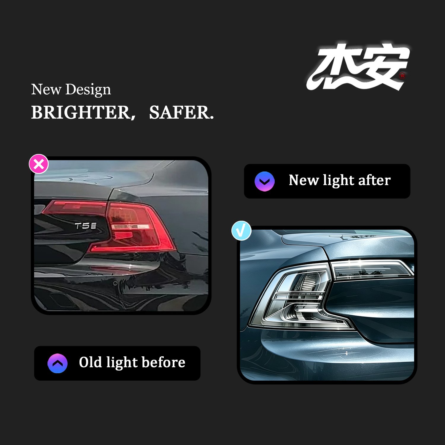 Modified Clear Black Housing Tail Lamp Assembly Fit for Volvo S90 Replacement Taillights - Image 5