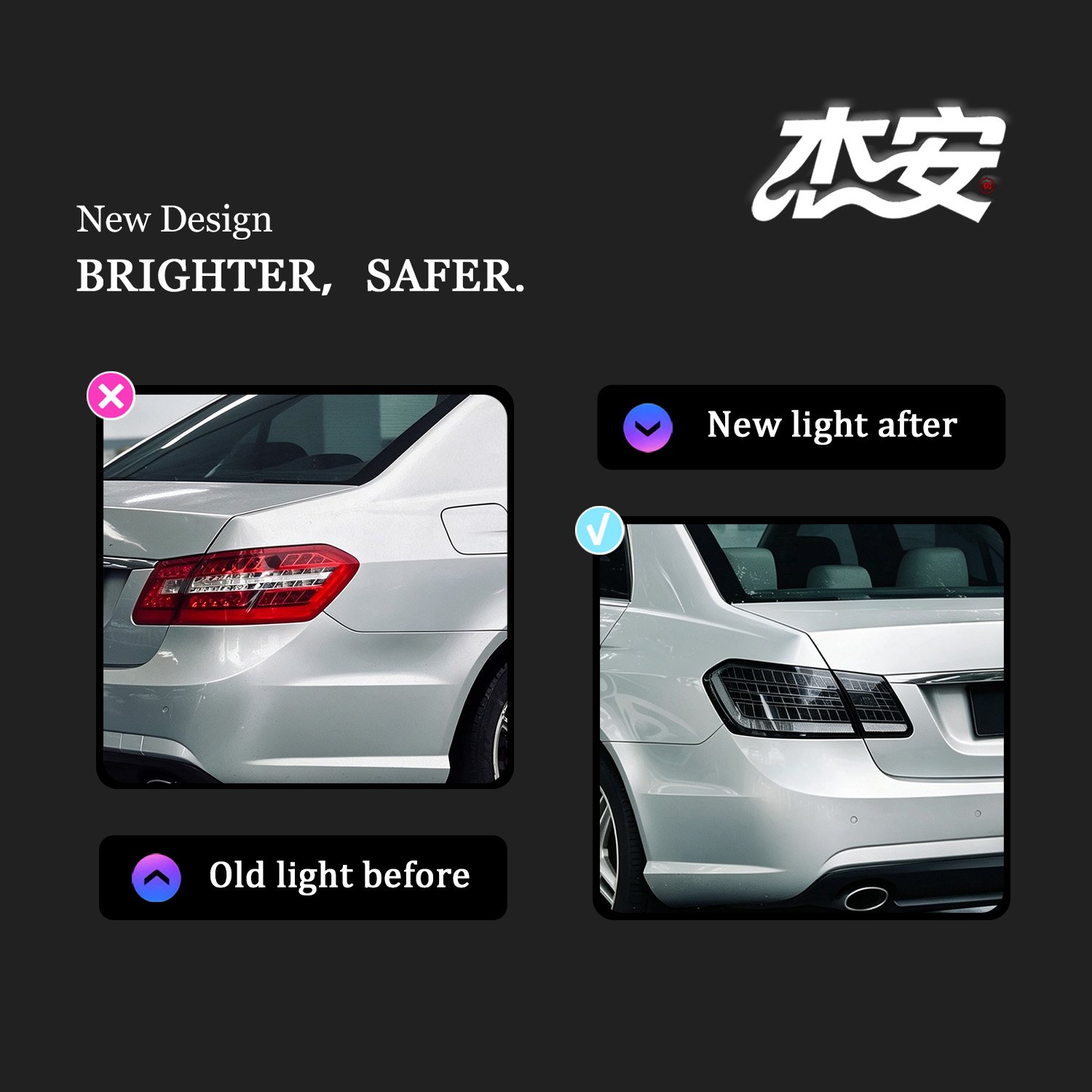 Mercedes Benz E-Class Modified Clear Tail Light Assembly, Upgrade Rear Tail Lights - Image 4
